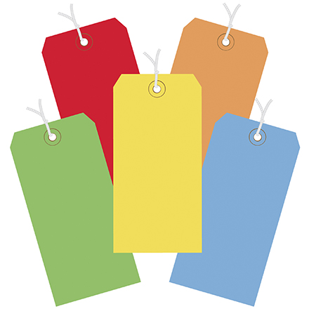 13 Pt. Shipping Tags - Assorted Color Packs - Pre-Strung