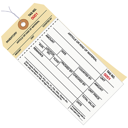Inventory Tags 1 Part Stub Style # 8 - Pre-Wired